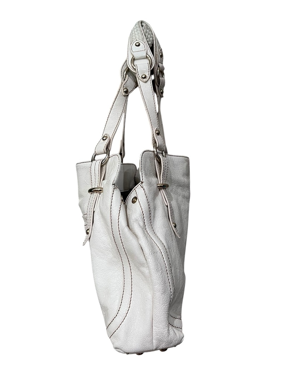 The Sak Shoulder Bag Womens Ivory Pebbled
Leather Satchel Braided Strap - Picture 4 of 13
